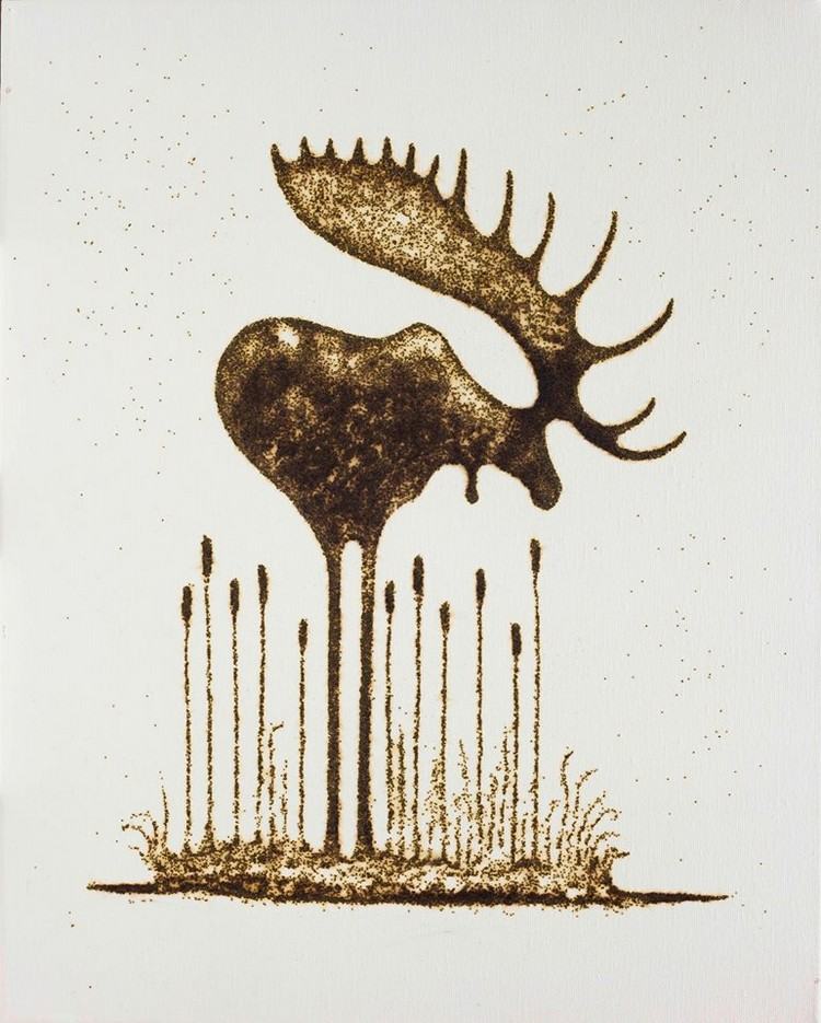 Pintura em tela alce-cervo-queima de pólvora