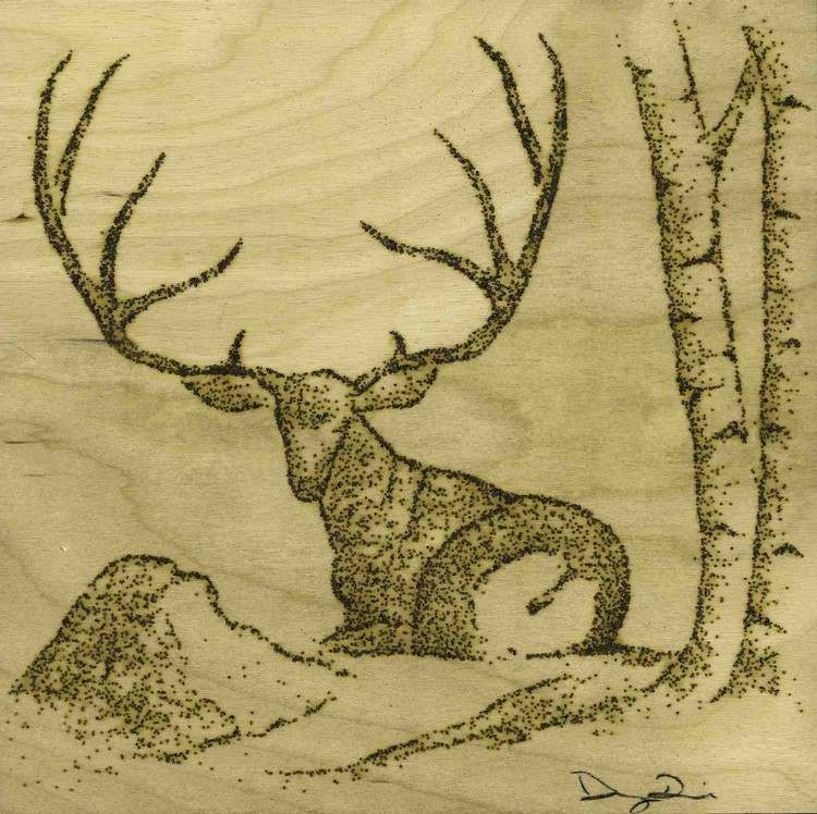 pintura-madeira-dormindo-mula-cervo-pintura em pó