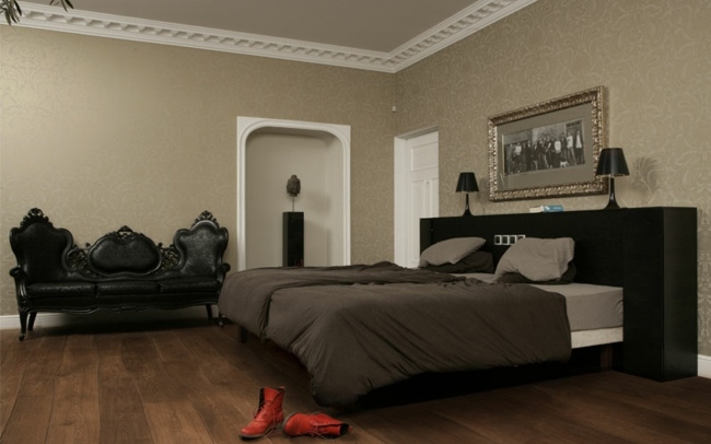 Mobiliário de quarto de piso de cereja clássico eclético
