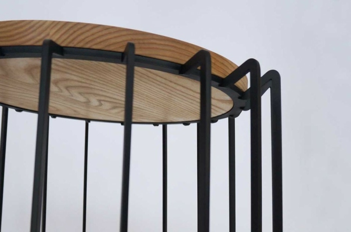 ideia de design móveis interiores aço mesa de centro madeira