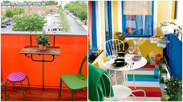 Móveis de varanda, mesa dobrável de plástico colorido