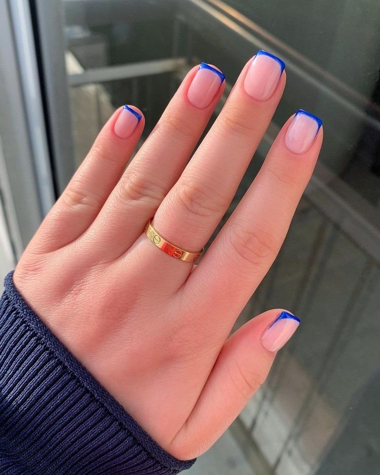 Micro French Nails Nail Trend Tendência Blue Nails