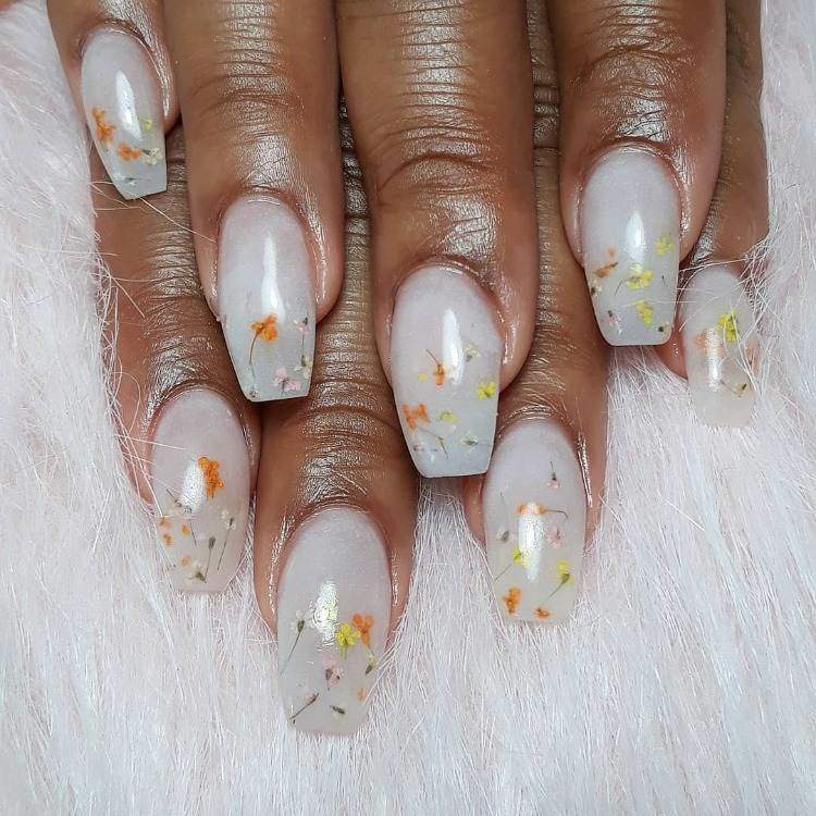Unhas de banho de leite unhas unhas acrílicas idéias de design de unhas para o verão