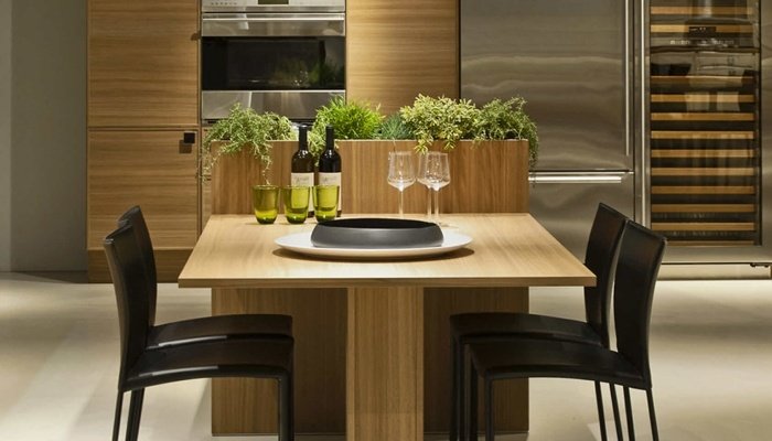 Tendências-design-cozinha-sala de jantar-mini-jardim-móveis de madeira integrados