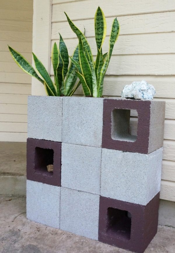 Plantador de blocos de concreto-faça-você-mesmo-equipamento-para-ao ar livre
