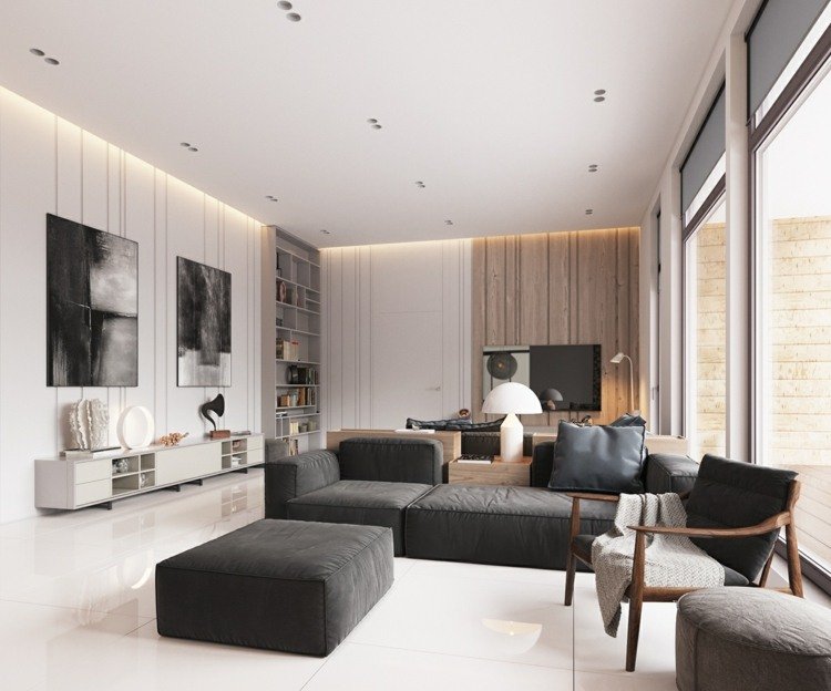 parede design-estante-decoração minimalista