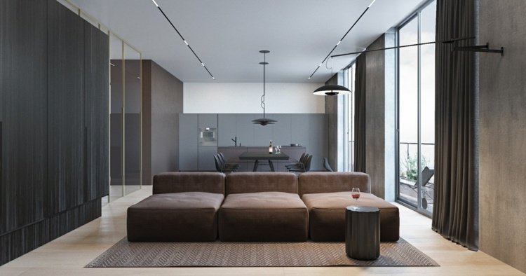 paredes-painéis-cortinas-mobiliário minimalista