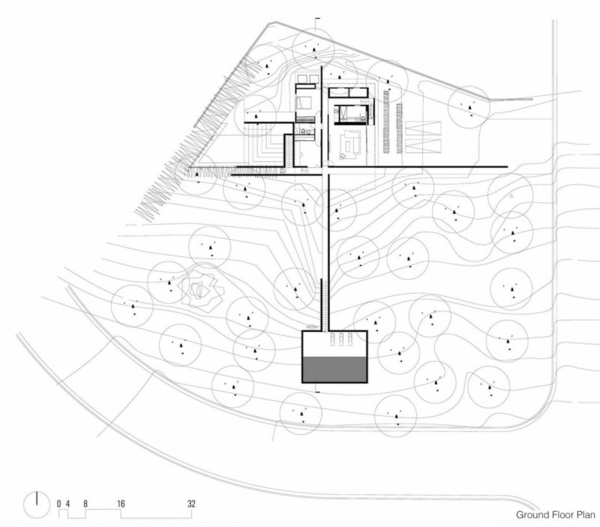 Planta de arquitetura moderna de casa de concreto planta baixa