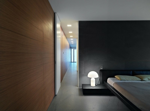 Ideias de decoração minimalista com cama de casal de parede preta