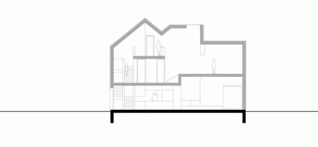 desenho da planta baixa de uma casa de madeira minimalista no lago de Zurique