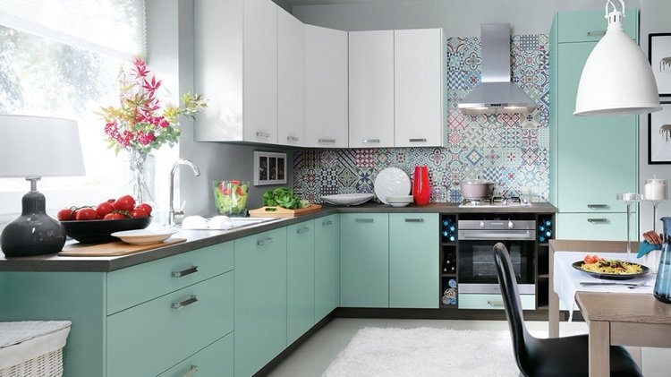 Verde azul hortelã para cozinhas modernas
