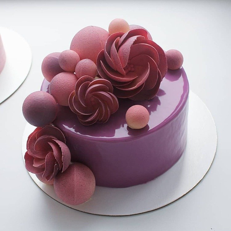 espelho esmalte torta roxo grande bola de flores de açúcar