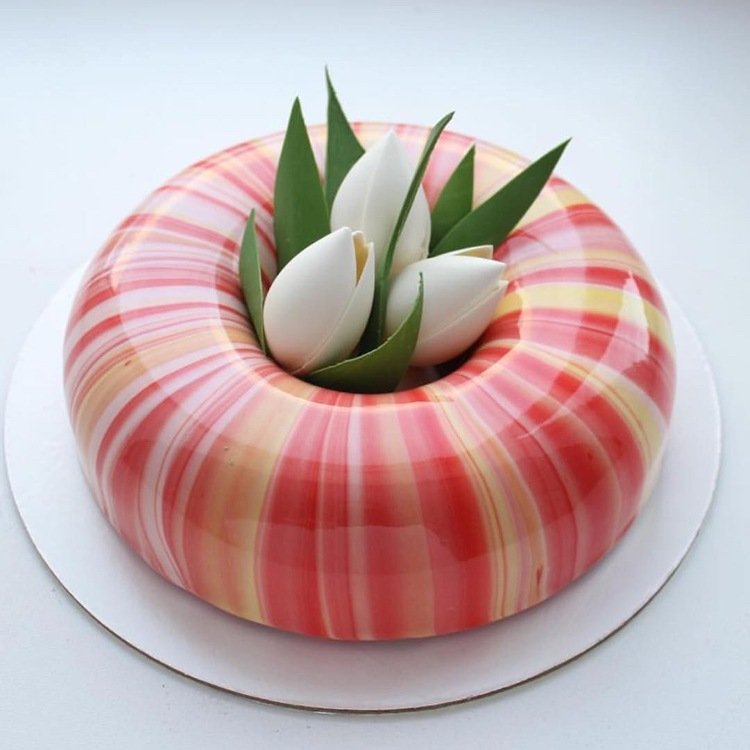 espelho glaze torta açúcar flores deco bolo espelho