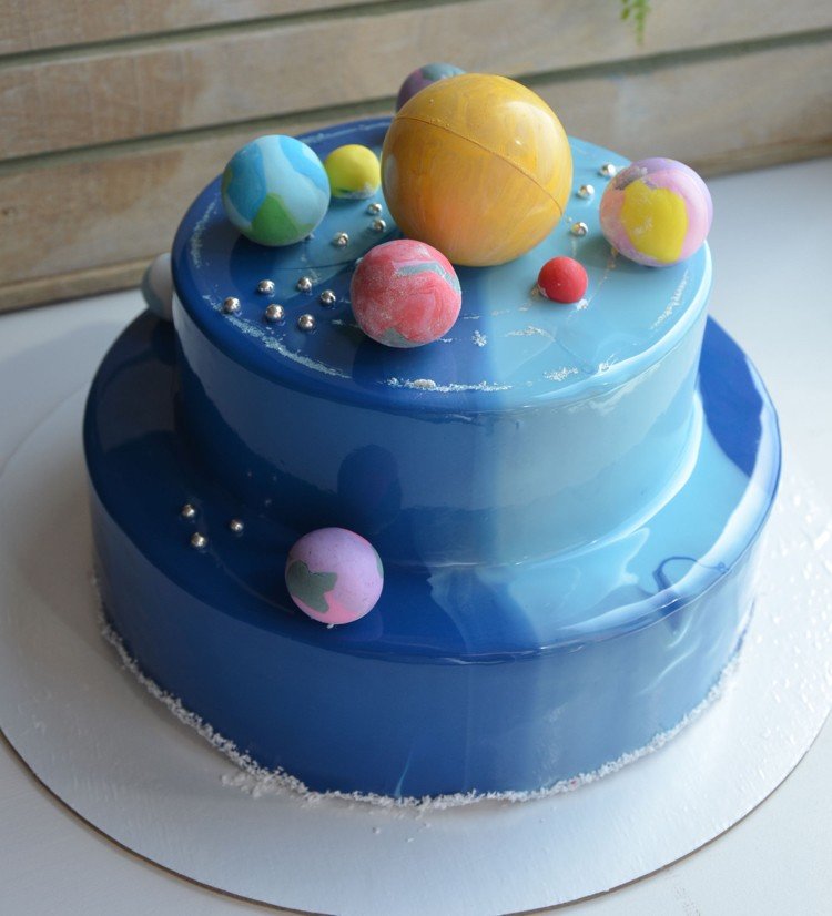 espelho esmalte bolo crianças aniversário sistema planeta