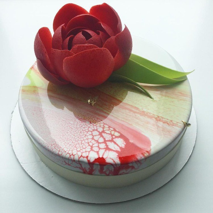 espelho esmalte torta açúcar rosa marmoreio