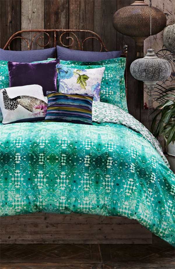 Viver ideias para mobília quartos turquesa-azul-verde roupas de cama nuances roupas de cama