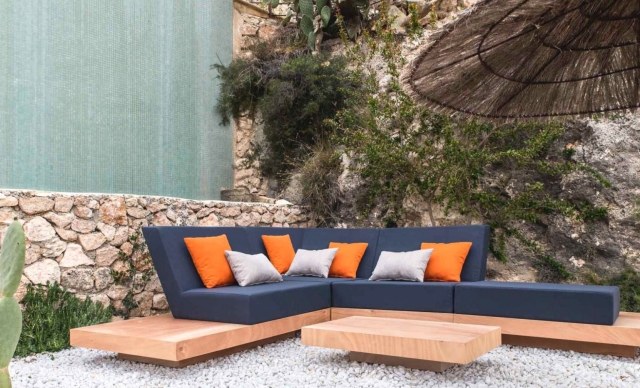 canto-sofá-jardim-capa de pelúcia-moldura de madeira-à prova de intempéries-oi-lado-mobília espanhola