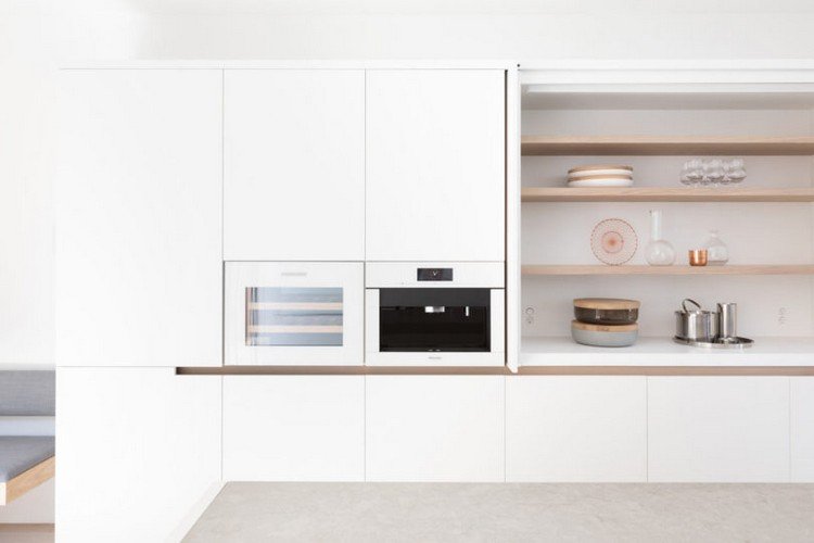 cozinha sem maçaneta branco moderno minimalista