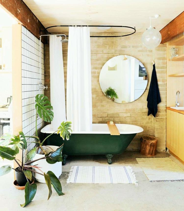 plantas-banheiro-janela-folha-banho-banheira-verde-autônomo-chuveiro-cortina-espelho-toalha