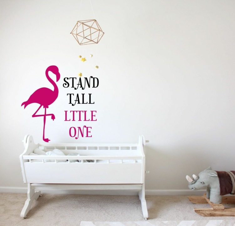 adesivos de parede deco de quarto infantil flamingo com letras de berço