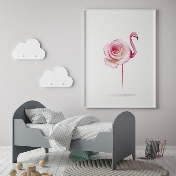 blocos de construção de carpete branco cinza com cama de quarto de bebê