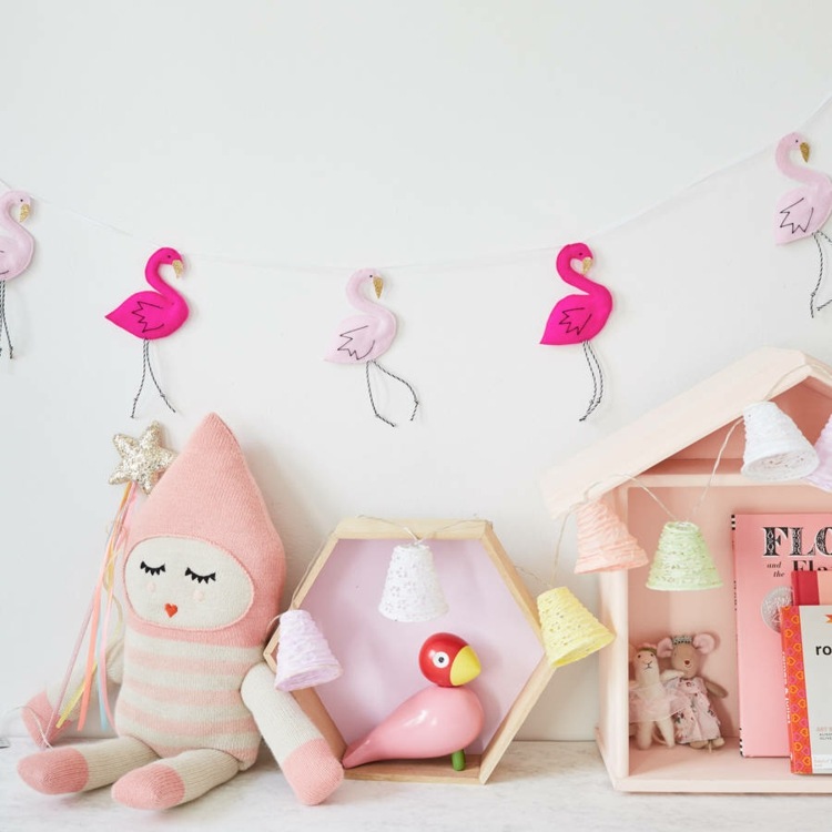 flamingo decoração guirlanda rosa nuances meninas quarto infantil