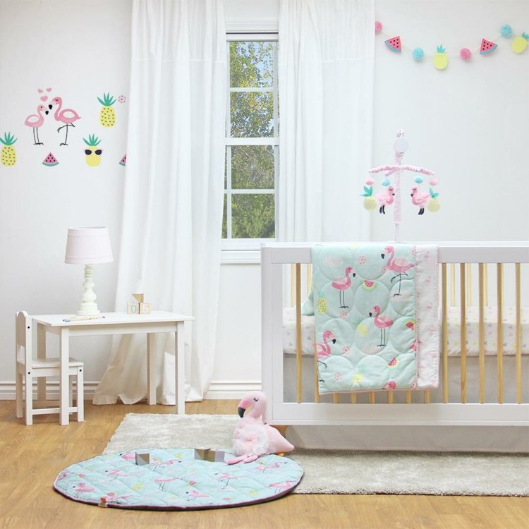 flamingo decoração de quarto infantil decoração de parede play tapete guirlandas móveis de cama