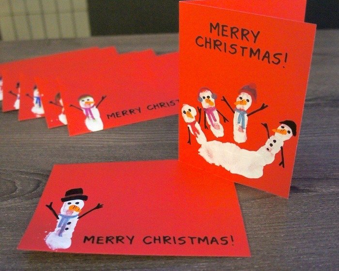 Impressão de mão para cartões de Natal caseiros