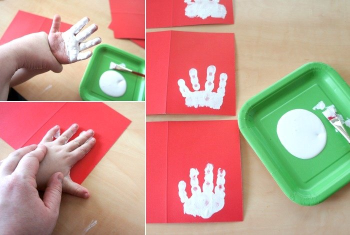 Impressão de mão para bebê de Natal cor branca