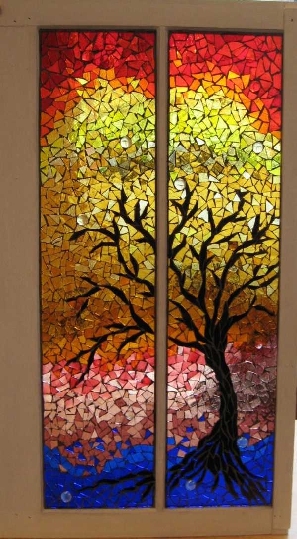 Árvores-de-outono-coloridas-como-janela-pintura-janela-cor-mosaico-idéias