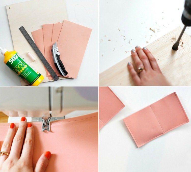 compensado funileiro organizador-instruções-costura-perfuração-colagem