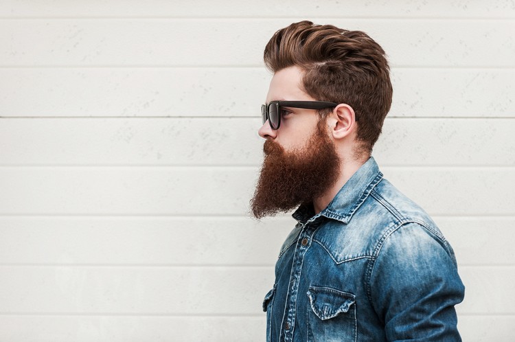 penteados masculinos-barba-barba-formato longo-pompadour-penteado-óculos-visual urbano