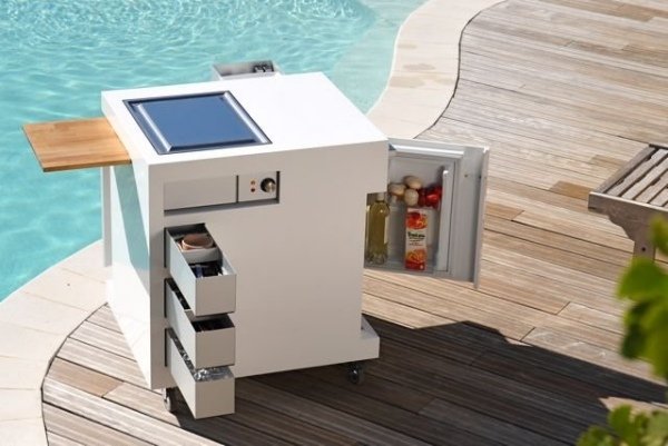 moderno mini-cozinha móvel rodízios de jardim