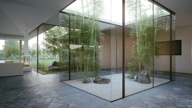 Teto de parede de bambu com ideias de design moderno