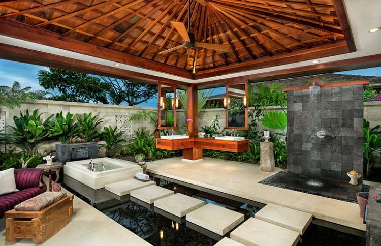 Modern-banheiro design-banheiro ideias-autônomo-banheira-recursos de água aberta