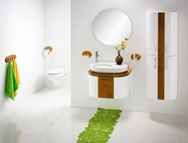 banheiro branco verde cores amarelas