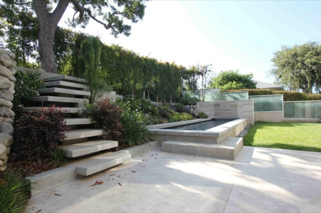 Ideias de design de jardim terraços piso de pedra