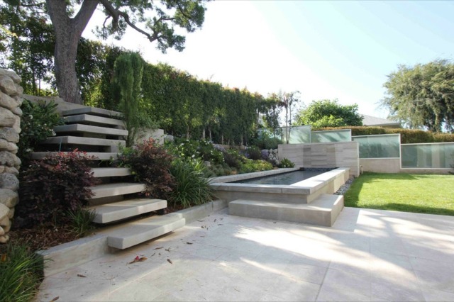 Ideias de design de jardim terraços piso de pedra