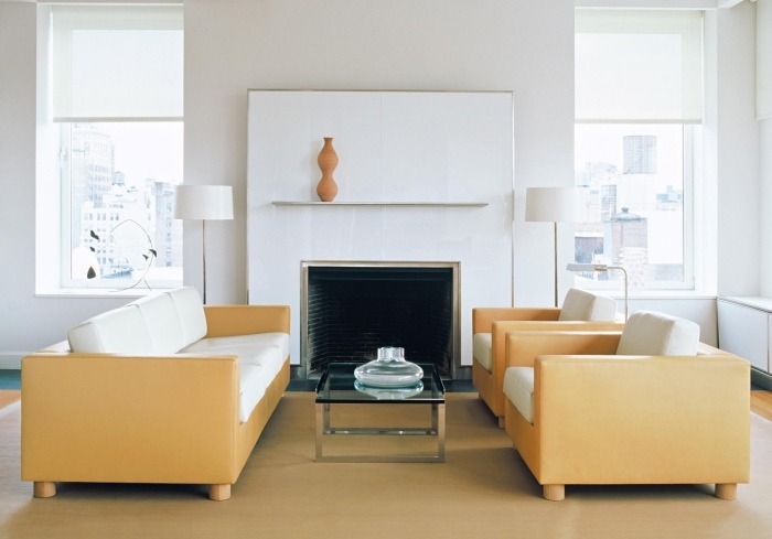 moderno-sof-conjuntos-Knoll-branco-pastel-amarelo-poltrona-poltrona de dois lugares-sala de estar