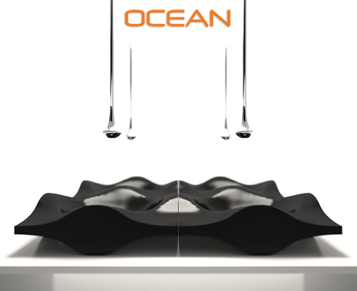 bandini de forma de onda preta de lavatório de design oceano