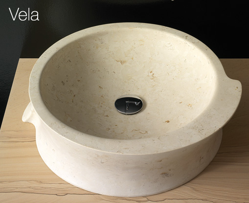 Vela redonda design de lavatório de pedra com aparência de bandini