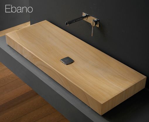 lavatório de madeira ebano minimalista retangular