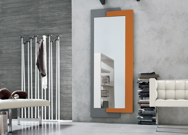 espelho de parede cinza laranja alivar design moderno