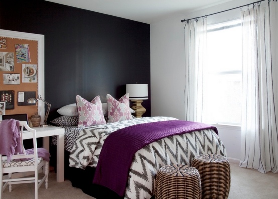 Roupa de cama com decoração moderna - roxo padrão-zig zag