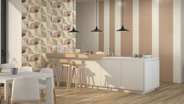 cozinha-moderna-parede-azulejos-padrão-bege-creme