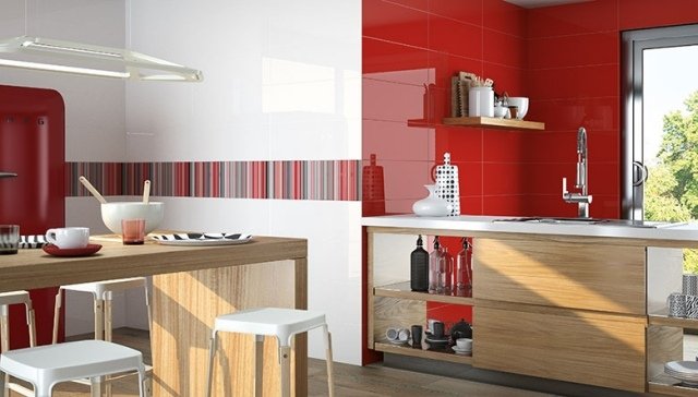 cozinha azulejos modernos branco-vermelho-vidrado-listras-borda