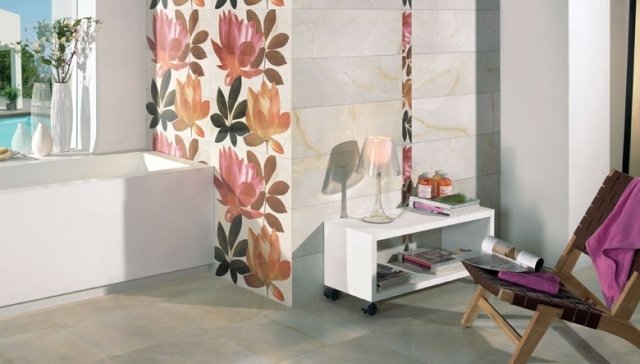 banheiro-parede-azulejos-moderno-padrão floral-nenúfares