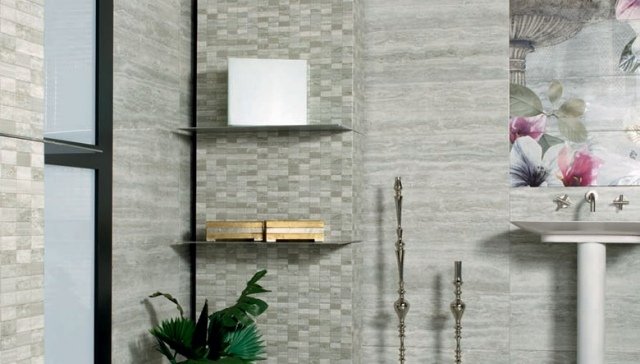banheiro-parede-azulejos-cinza-mosaico-aparência de pedra