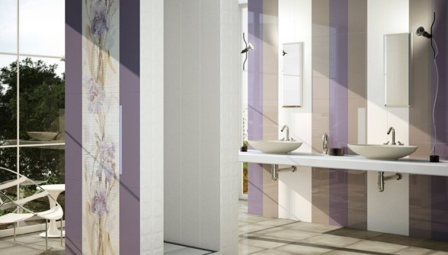 banheiro azulejos modernos lilás-lilás-branco-creme-listras verticais