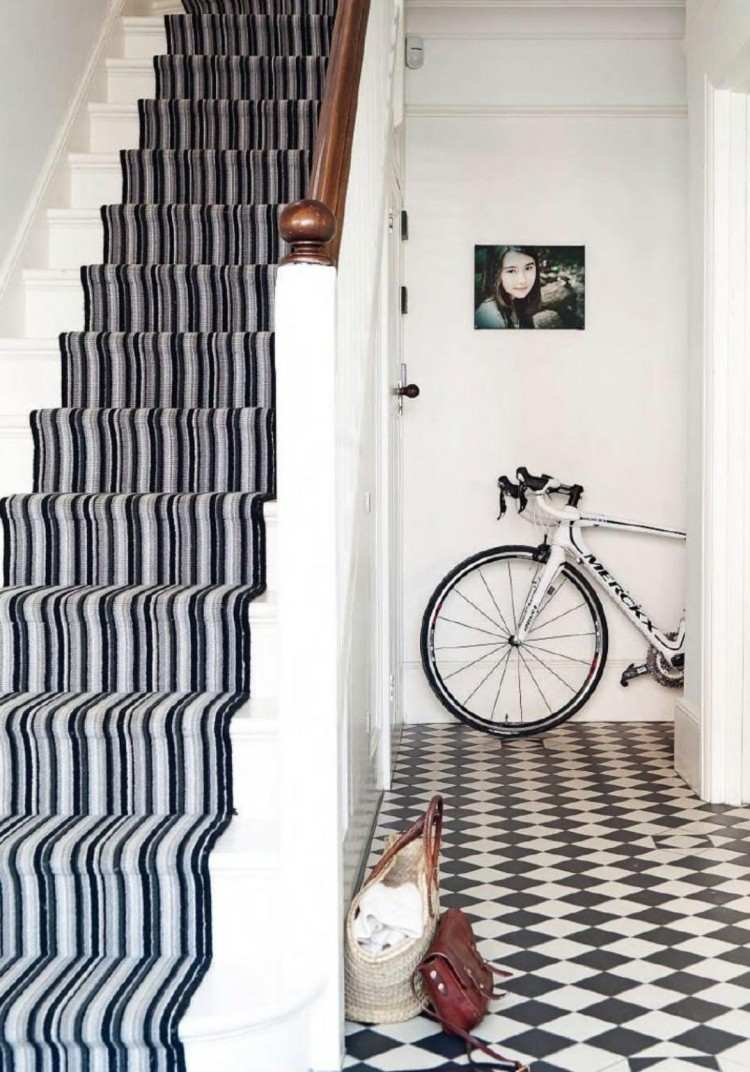 modern-tiles-hall-old-building-black-white-ladder-stucco-chess-pattern-bike